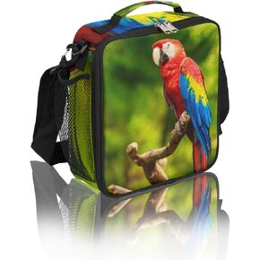 Wolf Lunch Box for Kids, Colorful Ocean Wave Art Animal Wolf Boys Lunch Box, Reusable Insulated Waterproof Lunch Box with Adjustable Shoulder Strap Thermal Cooler Tote Bag for School Daycare Picnic