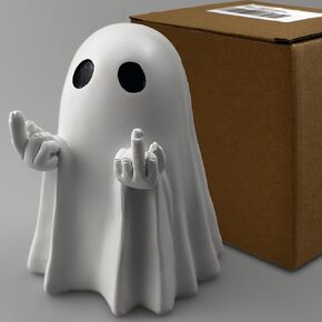 Spooky Resin Ghost Statue - Mini Ghosts Figurines for Halloween Decorations - Cute Middle Finger Ghosts - Ideal for Halloween Kitchen Decor and Vintage Halloween Themes