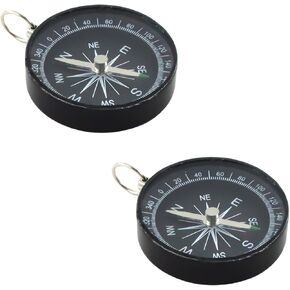 2 Pcs Pocket Compass, Survival Sports Navigation Compass with Key Ring for Outdoors Camping Hiking