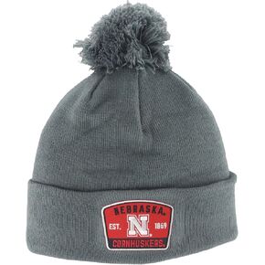 ZHATS Standard NCAA Officially Licensed Pom Beanie Patch Switchback Gray, Grey, One Size