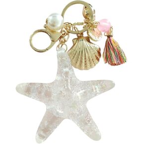Holibanna Simple Keychain Shell Keyring Ocean Keychain Beach Bag Tassel Charm Shell Tassel Key Ring Beach Keyring Key Fob Tassel Key Chain Ring European and American Pearl Pendant Hardware