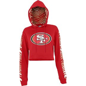 Zubaz NFL Women's Zebra Team Logo Crop Top Hoodie