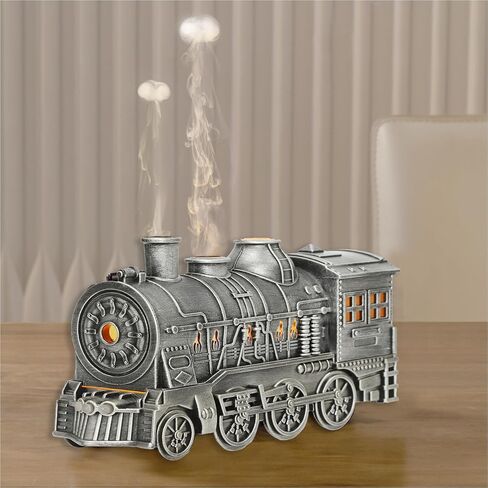 Essential Oil Diffuser,300ml Train Diffuser,Train Humidifier,Remote Control,Cool Mist Humidifier with 2 Light 2 Mist Mode,Auto Shut-Off for Home Office Hotel Kids Bedroom (Small Train Silvery) in Saudi Arabia