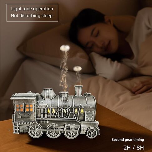 Essential Oil Diffuser,300ml Train Diffuser,Train Humidifier,Remote Control,Cool Mist Humidifier with 2 Light 2 Mist Mode,Auto Shut-Off for Home Office Hotel Kids Bedroom (Small Train Silvery) in Saudi Arabia