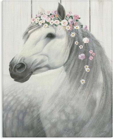 Stupell Industries Spirit Stallion Horse with Flower Crown Stretched Canvas Wall Art, Proudly Made in USA, Living Room 16 x 20 in Saudi Arabia