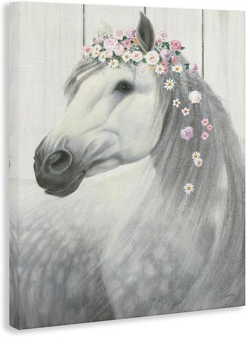 Stupell Industries Spirit Stallion Horse with Flower Crown Stretched Canvas Wall Art, Proudly Made in USA, Living Room 16 x 20 in Saudi Arabia