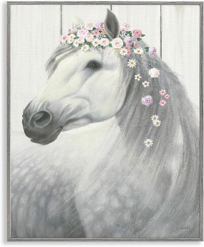 Stupell Industries Spirit Stallion Horse with Flower Crown Stretched Canvas Wall Art, Proudly Made in USA, Living Room 16 x 20 in Saudi Arabia