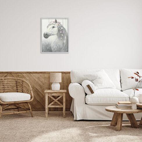 Stupell Industries Spirit Stallion Horse with Flower Crown Stretched Canvas Wall Art, Proudly Made in USA, Living Room 16 x 20 in Saudi Arabia