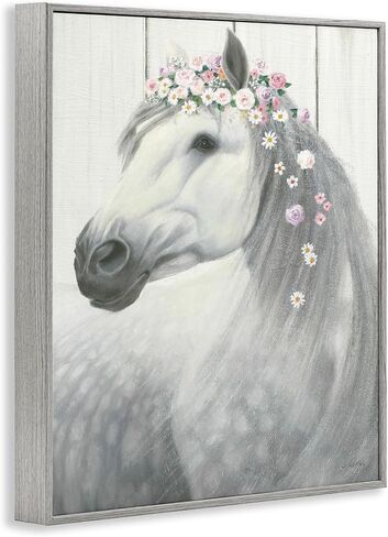 Stupell Industries Spirit Stallion Horse with Flower Crown Stretched Canvas Wall Art, Proudly Made in USA, Living Room 16 x 20 in Saudi Arabia