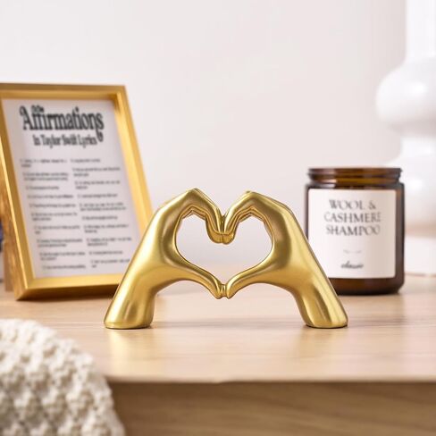 Heart Hands Sculpture Decor for Bedroom Living Room Bookshelf, Aesthetic Love Statues Accents Home Office Apartment Farmhouse Desk Table Decoration in Saudi Arabia