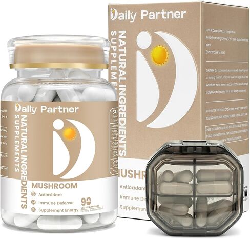 Mushroom Supplement - Lion's Mane, Cordyceps, Reishi, Turkey Tail - Nootropic Coffee Powder for Memory, Focus, Immune Support - 90 Servings, Organic Mushroom Complex, Vegan,Capsule Box Included in Saudi Arabia