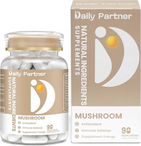 Mushroom Supplement - Lion's Mane, Cordyceps, Reishi, Turkey Tail - Nootropic Coffee Powder for Memory, Focus, Immune Support - 90 Servings, Organic Mushroom Complex, Vegan,Capsule Box Included in Saudi Arabia