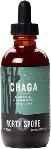 North Spore Chaga Mushroom Tincture | Energy & Wellness Boosting Supplement Drops | Adaptogenic Superfood | Dual Extract Organic Blend, 100% Fruiting Bodies | Non-GMO, Vegan - 2oz in Saudi Arabia