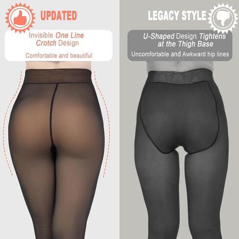 Dutfriay Fleece Lined Tights Women Sheer Fake Translucent Tights Faux Translucent Winter Thermal Warm High Waisted Leggings in Saudi Arabia
