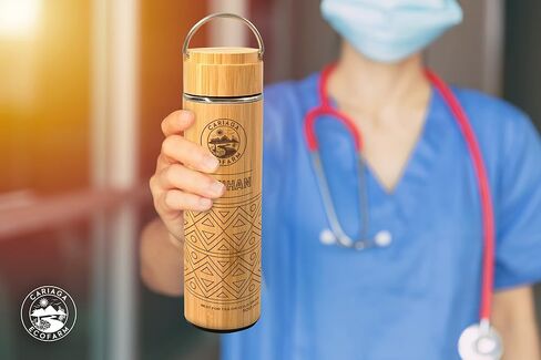 BAYUHAN Bamboo Water Bottle, Gift Items, Collectibles, Tea or coffee Bottle, Cold Drinks Bottle, Bamboo Tumbler, Removable Tea Infuser in Saudi Arabia
