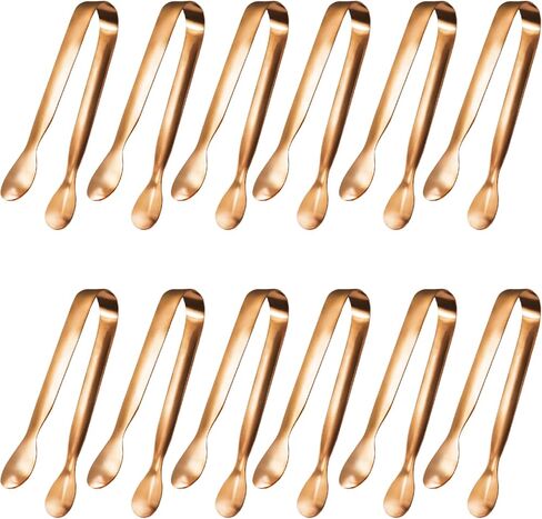 JCREN 12 Pcs Serving Tongs, Small Serving Utensils for Parties Catering Gold Tongs, Food-Grade 304 Stainless Steel Mini Appetizer Tongs for Tea Party Coffee Bar, 4" Sugar Tongs - Gold in Kuwait