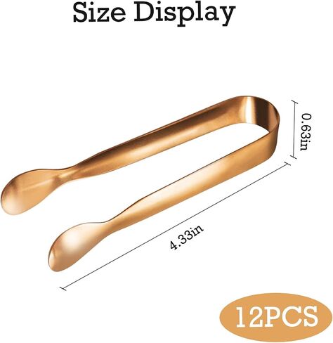 JCREN 12 Pcs Serving Tongs, Small Serving Utensils for Parties Catering Gold Tongs, Food-Grade 304 Stainless Steel Mini Appetizer Tongs for Tea Party Coffee Bar, 4" Sugar Tongs - Gold in Kuwait