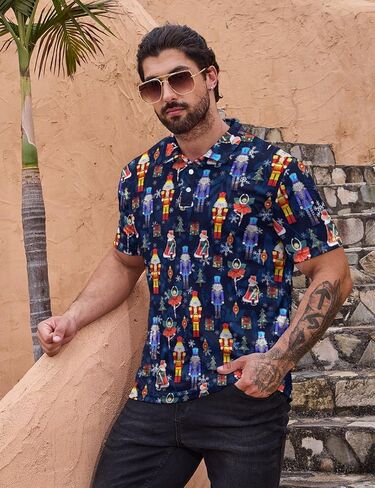 Mens Golf Polo Shirts Funny Hawaiian Golf Short Sleeve Print Shirts Quick-Dry Fit Performance Polo Shirts for Men in Saudi Arabia