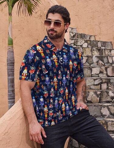 Mens Golf Polo Shirts Funny Hawaiian Golf Short Sleeve Print Shirts Quick-Dry Fit Performance Polo Shirts for Men in Saudi Arabia