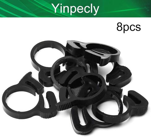 مشابك خرطوم Yinpecly 21.5-23.5 مم قابلة للتعديل من بلاستيك النايلون شديد التحمل وقبضة مزدوجة سريعة للسباكة والسيارات والاستخدام الميكانيكي، لون أسود 8 قطع in Kuwait