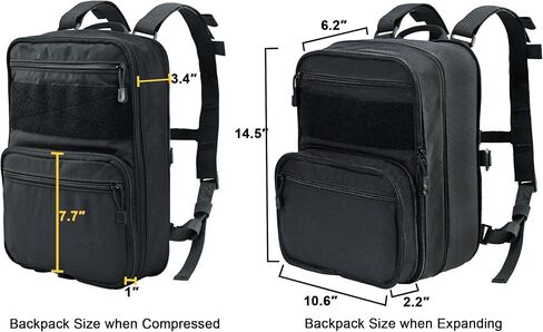 Tactical Expandable Flatpack, Chest Rig Backpack MOLLE Assault Pack Hydration Pack for PC Vest (Black) in Kuwait