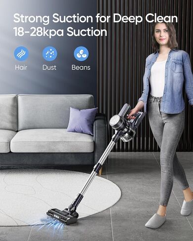 Cordless Vacuum Cleaner, 28Kpa Powerful Suction, Stick Cordless Vacuum 6 in 1, Detachable Battery Up to 40 Min Runtime, Lightweight Cordless Vacuum for Home Pet Hair Hard Floor in Saudi Arabia