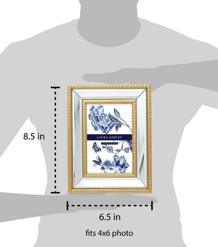 Laura Ashley 11x14 (Matted 8x10) Champagne Mirror Bead Picture Frame, Classic Mirrored Frame with Beaded Border, Wall-Mountable, Made for Photo Gallery and Wall Art, (11x14 (Matted 8x10), Champagne) in Saudi Arabia
