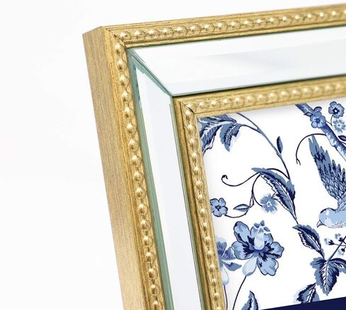 Laura Ashley 11x14 (Matted 8x10) Champagne Mirror Bead Picture Frame, Classic Mirrored Frame with Beaded Border, Wall-Mountable, Made for Photo Gallery and Wall Art, (11x14 (Matted 8x10), Champagne) in Saudi Arabia