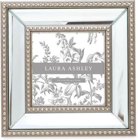 Laura Ashley 11x14 (Matted 8x10) Champagne Mirror Bead Picture Frame, Classic Mirrored Frame with Beaded Border, Wall-Mountable, Made for Photo Gallery and Wall Art, (11x14 (Matted 8x10), Champagne) in Saudi Arabia