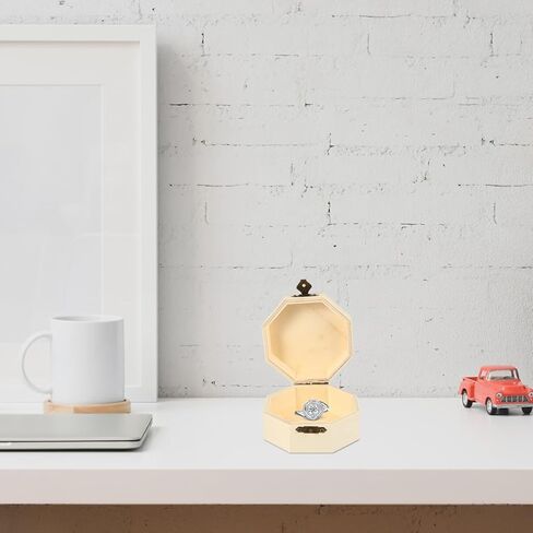 balacoo 3pcs Unfinished Wooden Boxes Hexagon Wooden Box Vintage Storage Box Storage Case Jewelry Box Trinket Container with Hinged Lid (Wood Color) in Kuwait