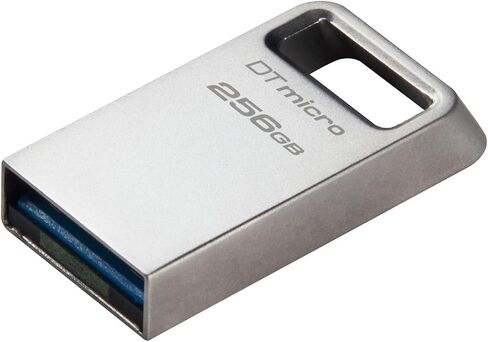 Kingston DataTraveler Micro 256GB USB Flash Drive | Ultra-Small Premium Metal Design | USB 3.2 Gen 1 | Speeds up to 200MB/s | DTMC3G2/256GB,Silver in Kuwait