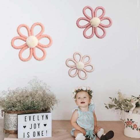 Daisy Flowers Wall Hanging Decoration Boho Woven Nursery Decor for Girl Kids Bedroom in Saudi Arabia