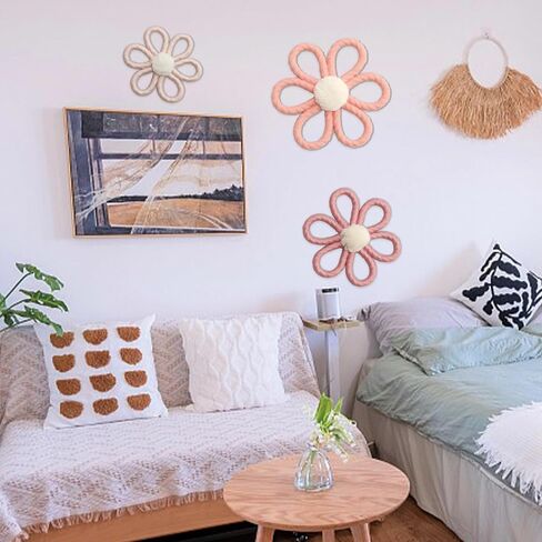 Daisy Flowers Wall Hanging Decoration Boho Woven Nursery Decor for Girl Kids Bedroom in Saudi Arabia