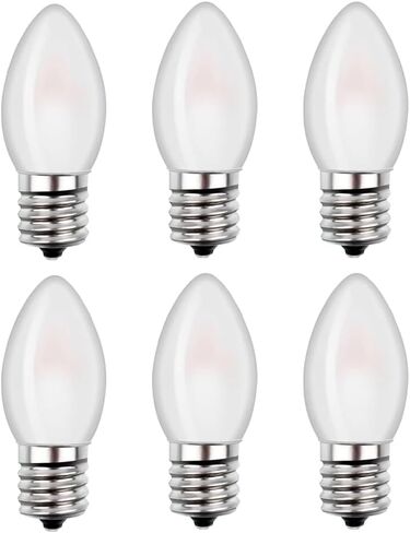 Christmas Village Replacement Light Bulbs C7 Edison LED Mini Night Light Bulbs 0.5W Equivalent to 5 Watt Incandescent - E12 Candelabra Base 2700K Warm White for Home Decorate Window Candles -6Pack in Saudi Arabia