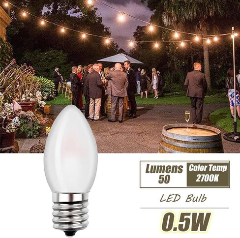 Christmas Village Replacement Light Bulbs C7 Edison LED Mini Night Light Bulbs 0.5W Equivalent to 5 Watt Incandescent - E12 Candelabra Base 2700K Warm White for Home Decorate Window Candles -6Pack in Saudi Arabia
