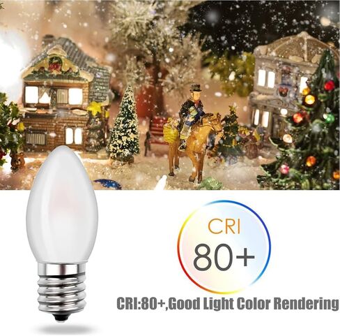 Christmas Village Replacement Light Bulbs C7 Edison LED Mini Night Light Bulbs 0.5W Equivalent to 5 Watt Incandescent - E12 Candelabra Base 2700K Warm White for Home Decorate Window Candles -6Pack in Saudi Arabia