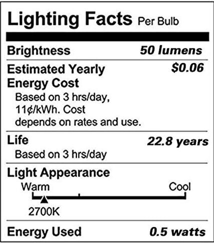 Christmas Village Replacement Light Bulbs C7 Edison LED Mini Night Light Bulbs 0.5W Equivalent to 5 Watt Incandescent - E12 Candelabra Base 2700K Warm White for Home Decorate Window Candles -6Pack in Saudi Arabia