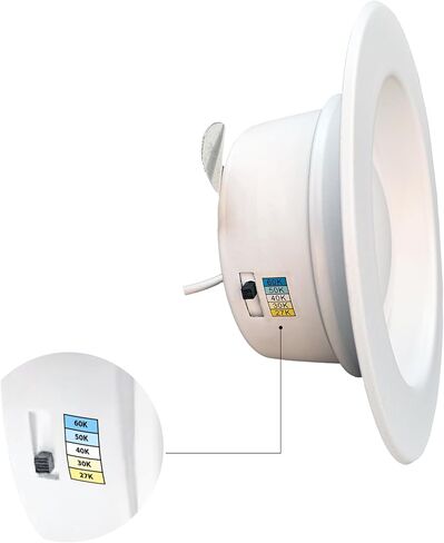 4 بوصات LED يمكن أن تضيء الإضاءة المحدثة، يمكن اختيارها 2700K/3000K/4000K/5000K/6000K قابلة للتعتيم، زخرفة ناعمة، 9W=75W، 800 LM، مجموعة تحويل بديلة، ETL Energy Star (عبوة واحدة) in Saudi Arabia