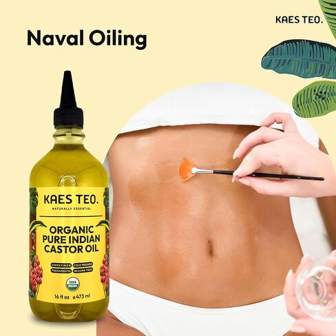 Organic Castor Oil for Eyelashes, Eyebrows, Skin Care, Nail Care, Scalp Treatment, Castor Oil Packs, Hair Growth Oil, Cold-Pressed, USDA Certified, Hexane-Free (2 Fl Oz, Original) in Kuwait