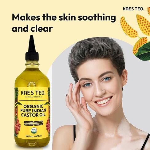 Organic Castor Oil for Eyelashes, Eyebrows, Skin Care, Nail Care, Scalp Treatment, Castor Oil Packs, Hair Growth Oil, Cold-Pressed, USDA Certified, Hexane-Free (2 Fl Oz, Original) in Kuwait