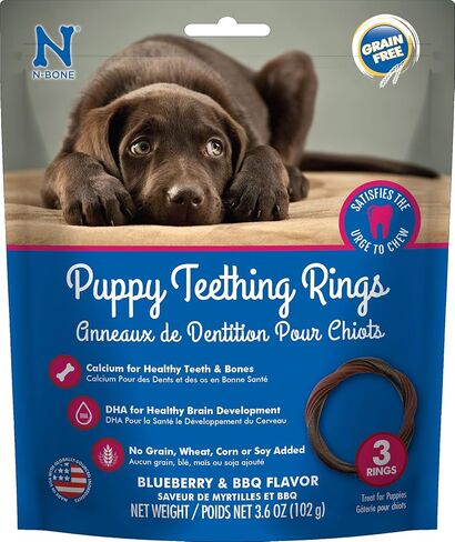 N-Bone Puppy Teething Rings Peanut Butter Flavor Dog Treat, 3 Count Bag, 3.6-oz in Kuwait