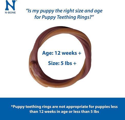 N-Bone Puppy Teething Rings Peanut Butter Flavor Dog Treat, 3 Count Bag, 3.6-oz in Kuwait