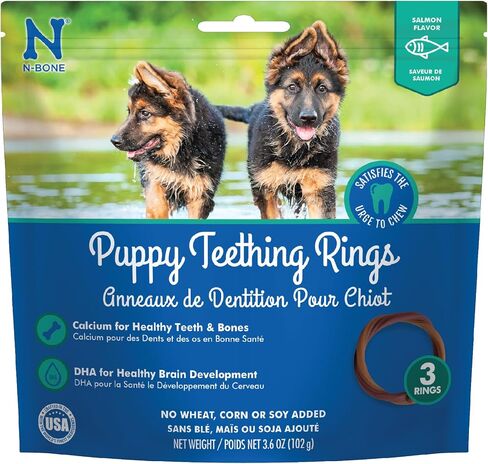 N-Bone Puppy Teething Rings Peanut Butter Flavor Dog Treat, 3 Count Bag, 3.6-oz in Kuwait