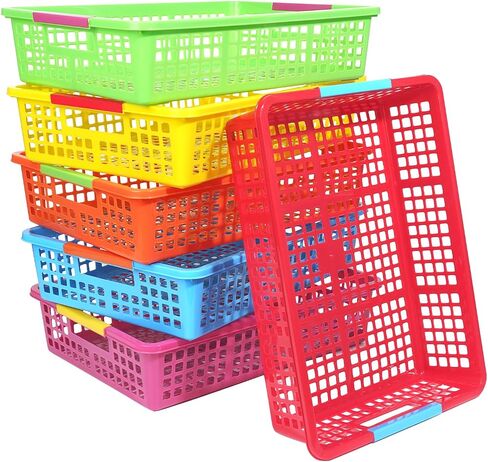 8 Pack Classroom Storage Baskets, Small Plastic Baskets for Organizing, Colorful Storage Trays, Crayon Pencil Containers Organizer Bins for Desk, Drawer, Home, Office in Saudi Arabia
