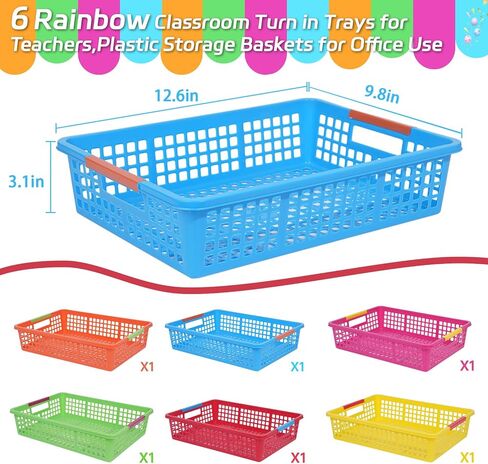 8 Pack Classroom Storage Baskets, Small Plastic Baskets for Organizing, Colorful Storage Trays, Crayon Pencil Containers Organizer Bins for Desk, Drawer, Home, Office in Saudi Arabia