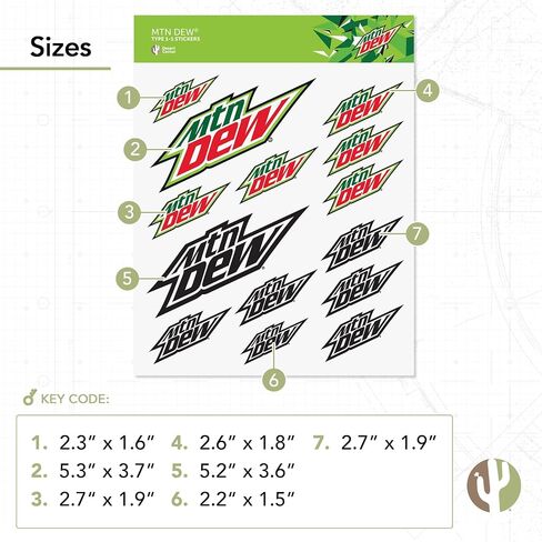 Desert Cactus Mountain Dew Stickers Mt Dew Vinyl Decal Laptop Water Bottle Car Scrapbook 11.46x8.94 Sheet (Type 1-1) in Saudi Arabia