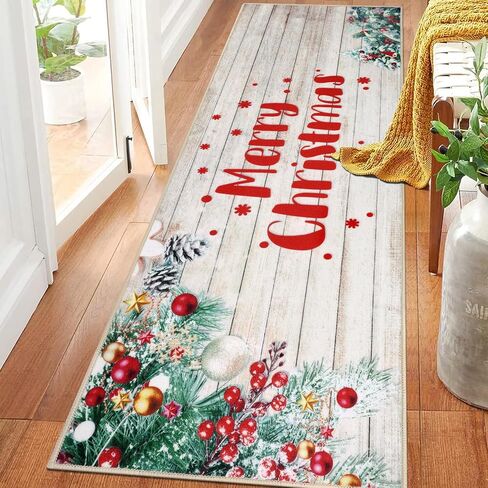 Pauwer Christmas Hallway Runner Rug 2x6 Non Slip Washable Kitchen Area Rug Farmhouse Christmas Tree Truck Door Mat Entryway Rug Carpet Runner for Laundry Room Bedroom Christmas Decorations in Kuwait
