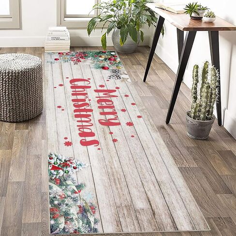 Pauwer Christmas Hallway Runner Rug 2x6 Non Slip Washable Kitchen Area Rug Farmhouse Christmas Tree Truck Door Mat Entryway Rug Carpet Runner for Laundry Room Bedroom Christmas Decorations in Kuwait