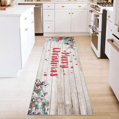 Pauwer Christmas Hallway Runner Rug 2x6 Non Slip Washable Kitchen Area Rug Farmhouse Christmas Tree Truck Door Mat Entryway Rug Carpet Runner for Laundry Room Bedroom Christmas Decorations in Kuwait
