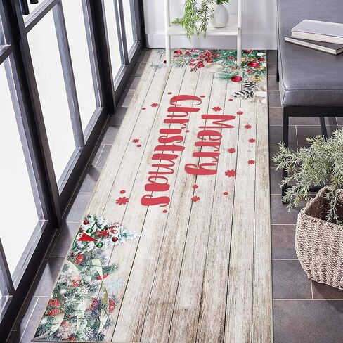 Pauwer Christmas Hallway Runner Rug 2x6 Non Slip Washable Kitchen Area Rug Farmhouse Christmas Tree Truck Door Mat Entryway Rug Carpet Runner for Laundry Room Bedroom Christmas Decorations in Kuwait